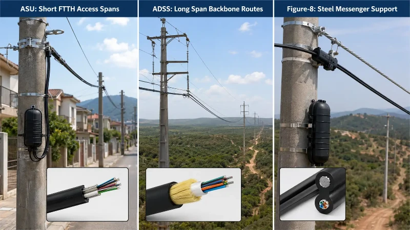 ASU ADSS and figure-8 cable comparison for aerial fiber networks ASU ADSS and figure-8 cable comparison for aerial fiber networks